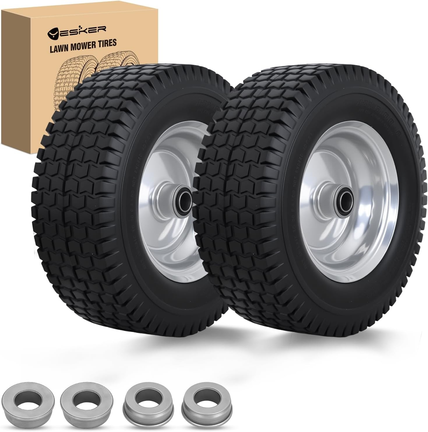 13×5.00-6 Solid Lawn Mower Tires 13 Inch Flat-Free Polyurethane Tire 2 Pack