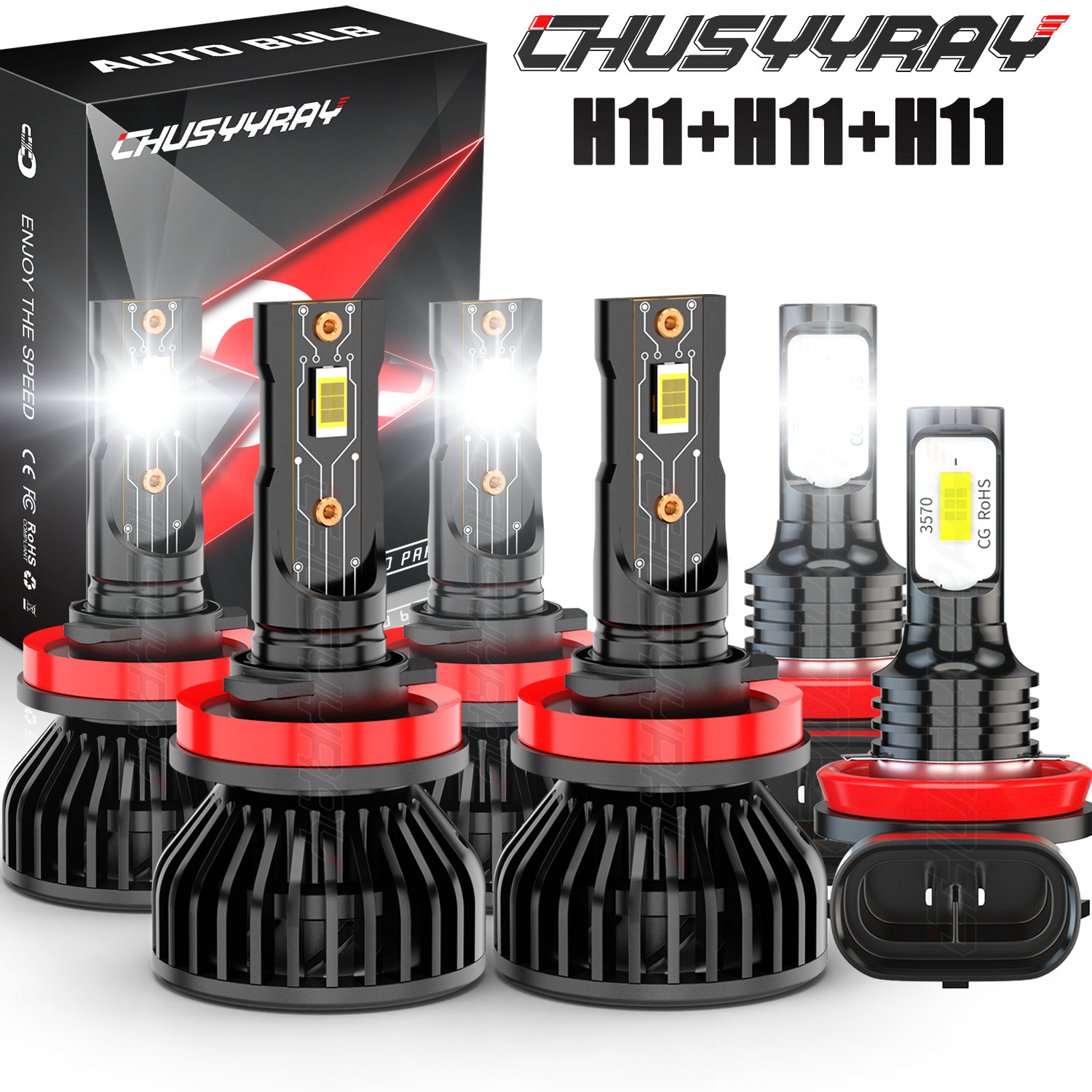 6Pcs Combo LED Headlight + Fog Light Bulbs For Ford Transit Connect 2014-2021