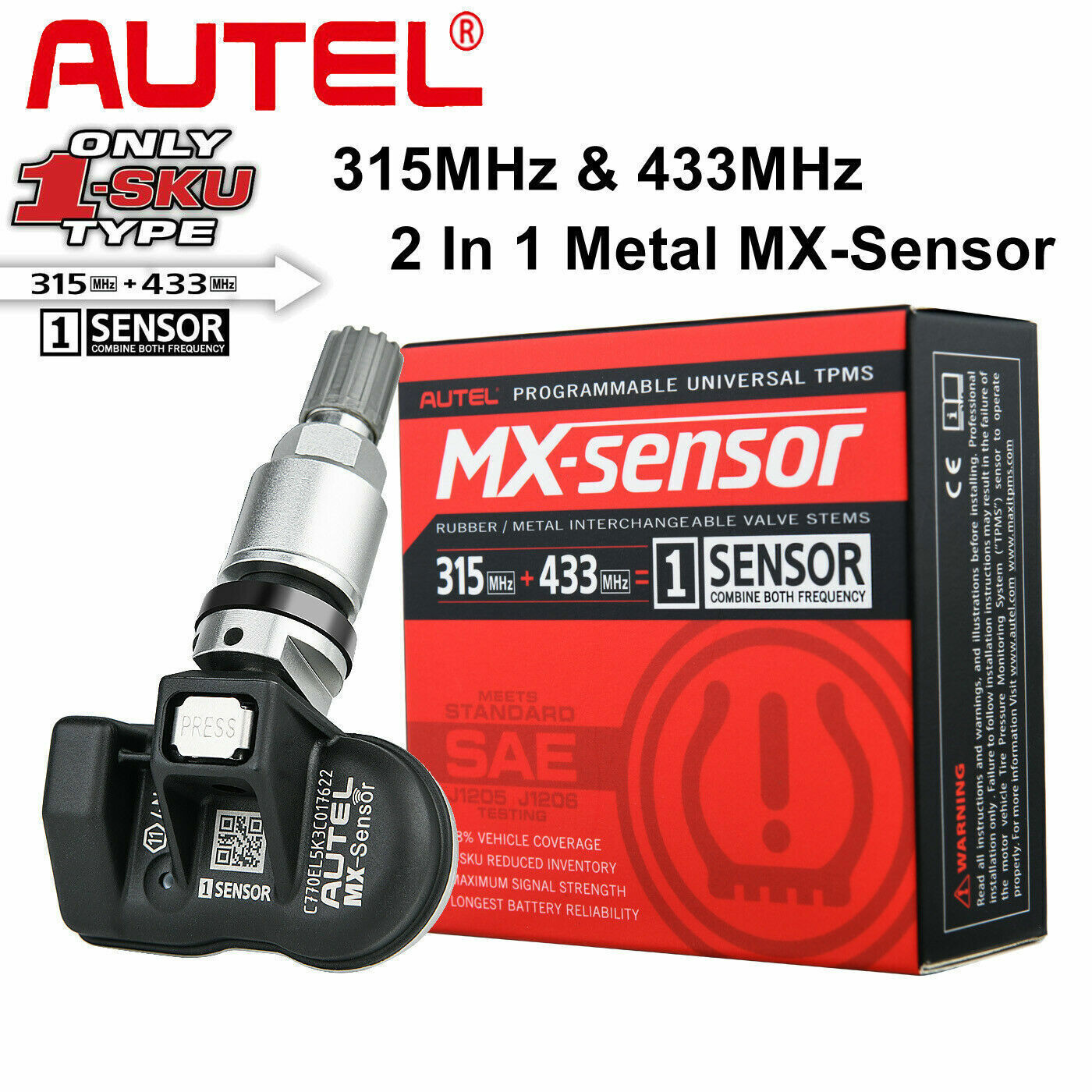 Autel Tire Pressure Sensors TPMS MX-Sensor 315MHz &433MHz Universal Programmable