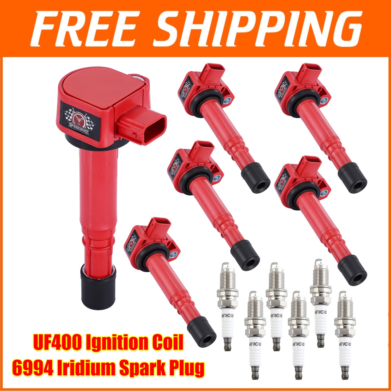 6 UF242 Ignition Coils & Spark Plug Pack For 2000-2007 Honda Accord 3.0L 3.5L V6