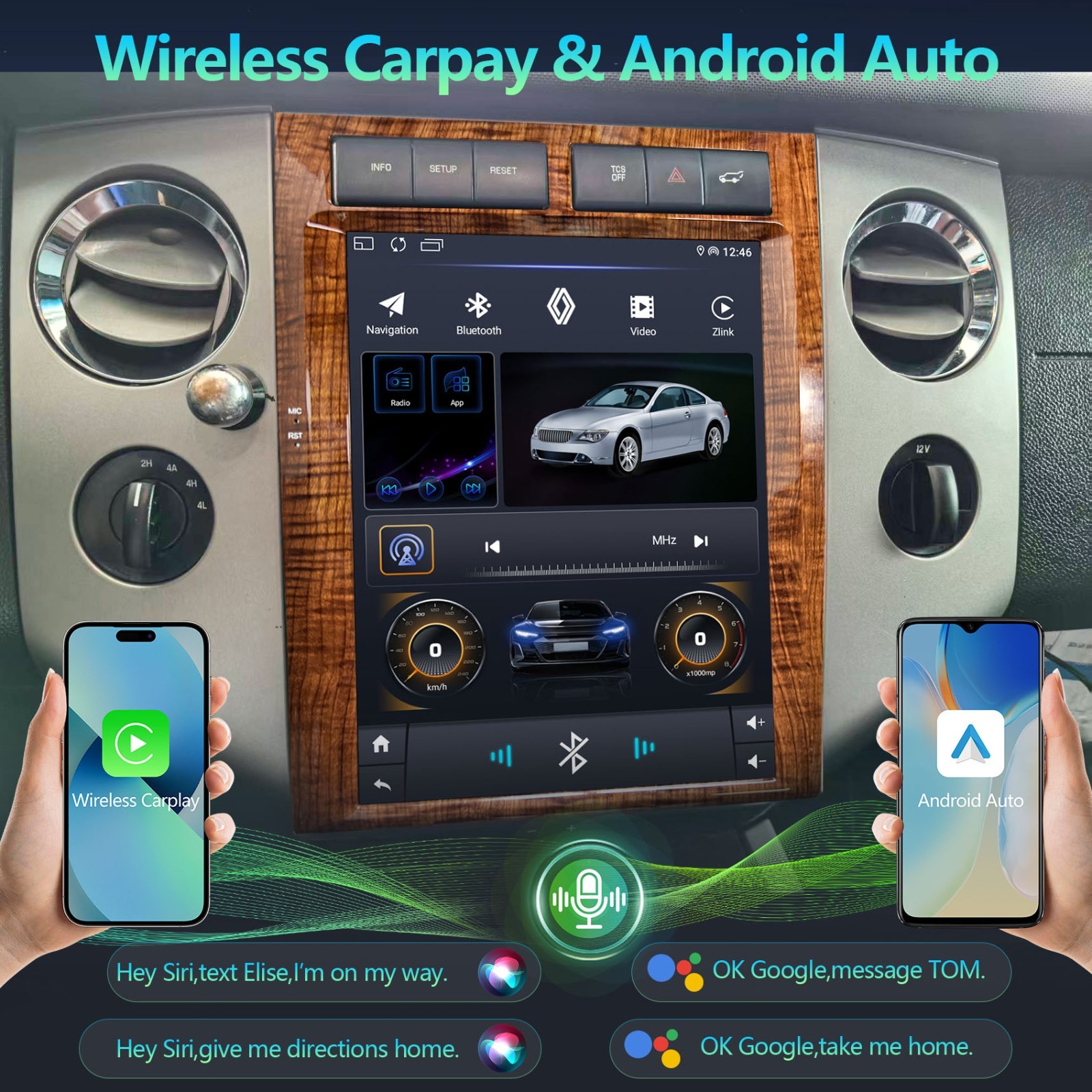 FOR FORD EXPEDITION 2007-2014 ANDROID 15 CARPLAY CAR STEREO RADIO GPS NAVI