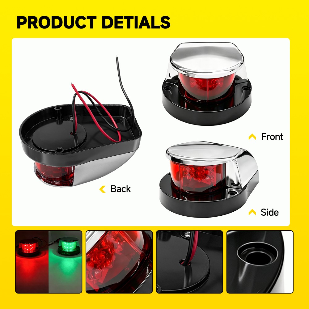 Boat Navigation Lights Red And Green Bow Lights For Boats Led Ip67 Waterproof