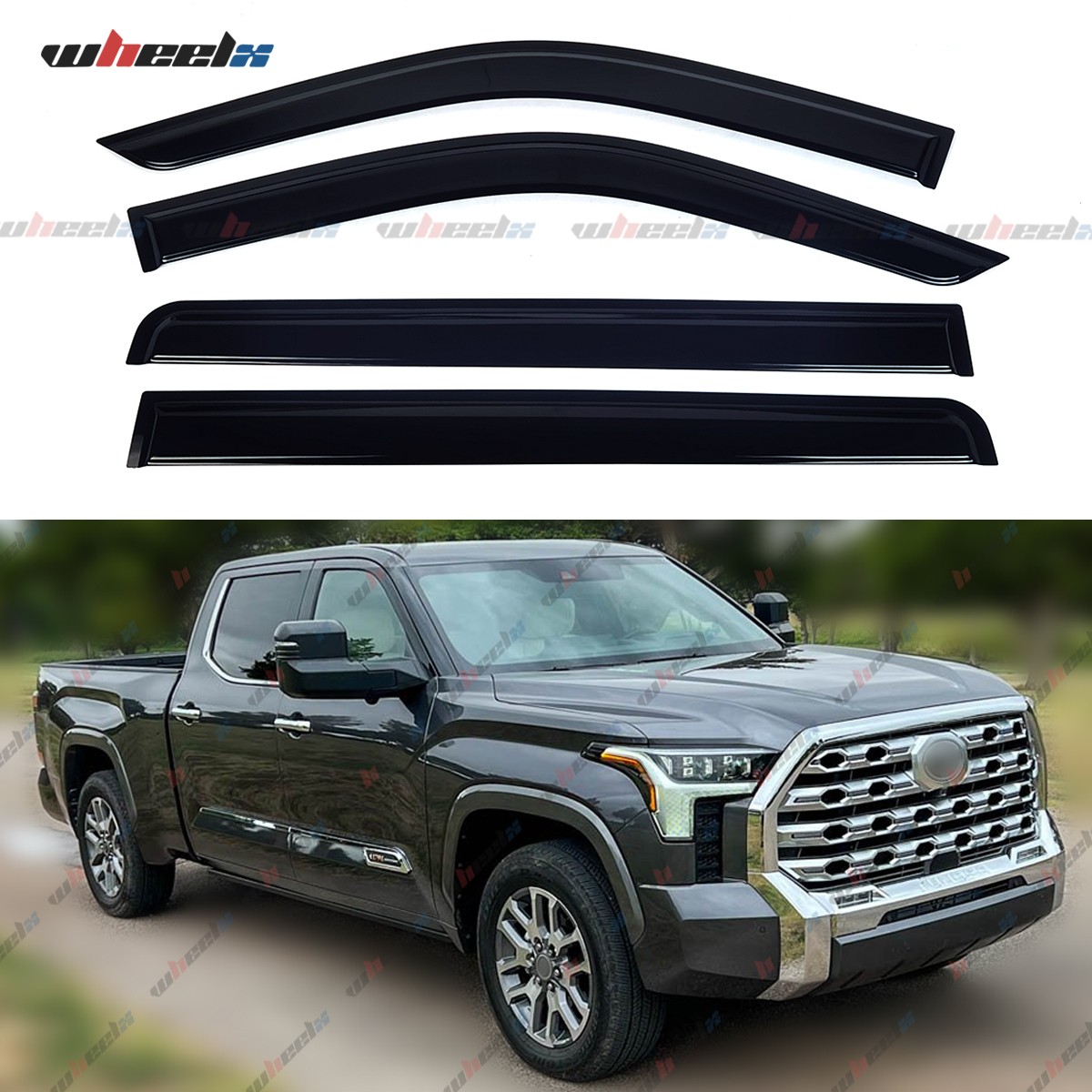 Window Visor Wind Deflectors Rain Guards Fit For 2022-2026 Toyota Tundra CrewMax