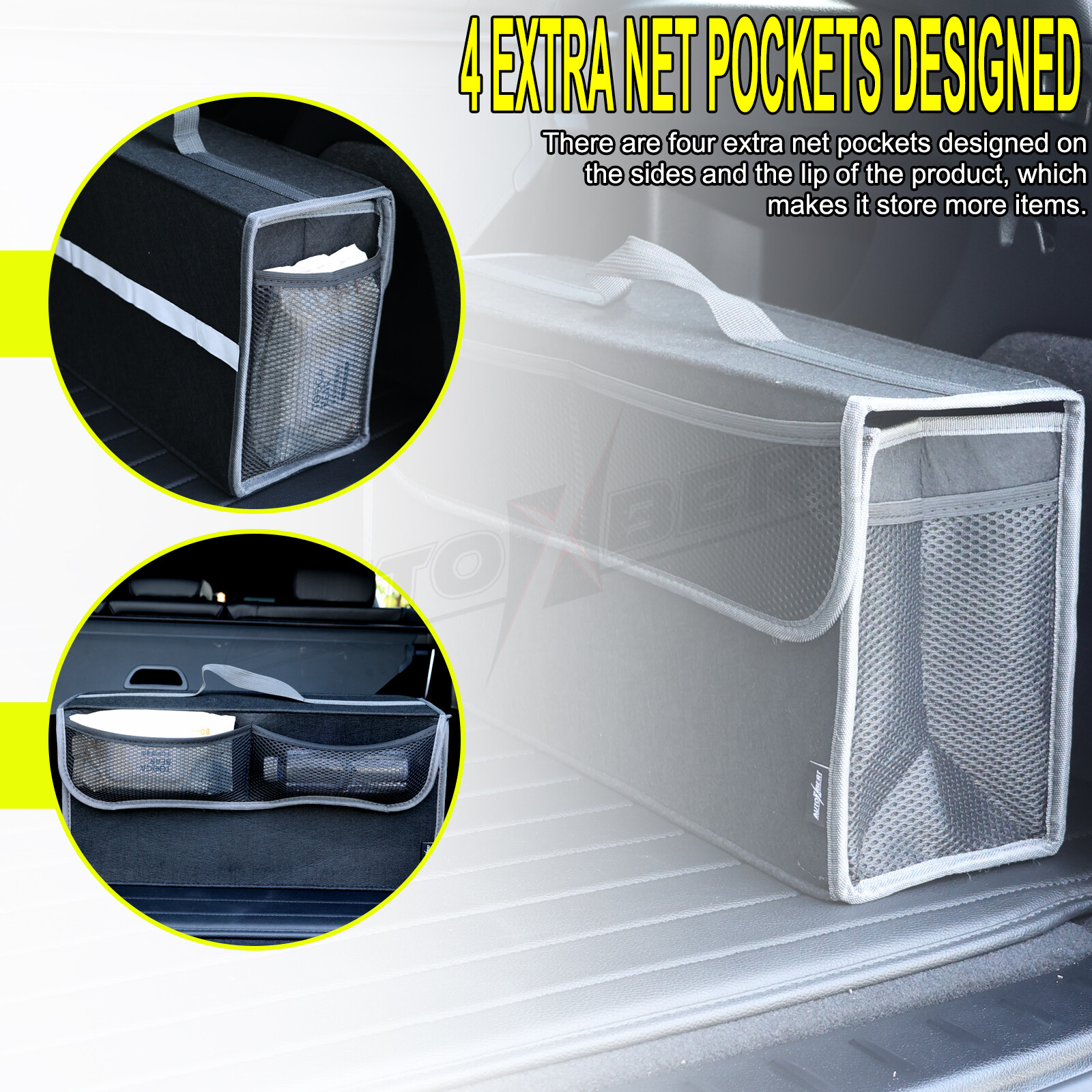 1xLarge Folding Car Rear Trunk Cargo Organizer Truck Luggage Storage Box Bag Bin