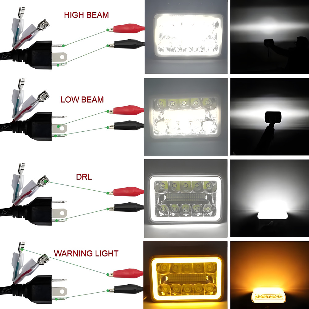 4PCS 4×6″ LED Headlights Hi/Lo Beam Fit Chevrolet Camaro Iroc-Z Z28 RS 1982-1992