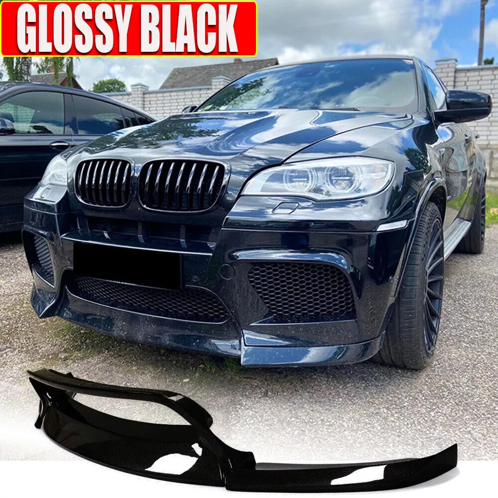 Fits BMW E71 X6M E70 X5M 2010-2014 GLOSS BLACK Front Bumper Lip Spoiler Splitter