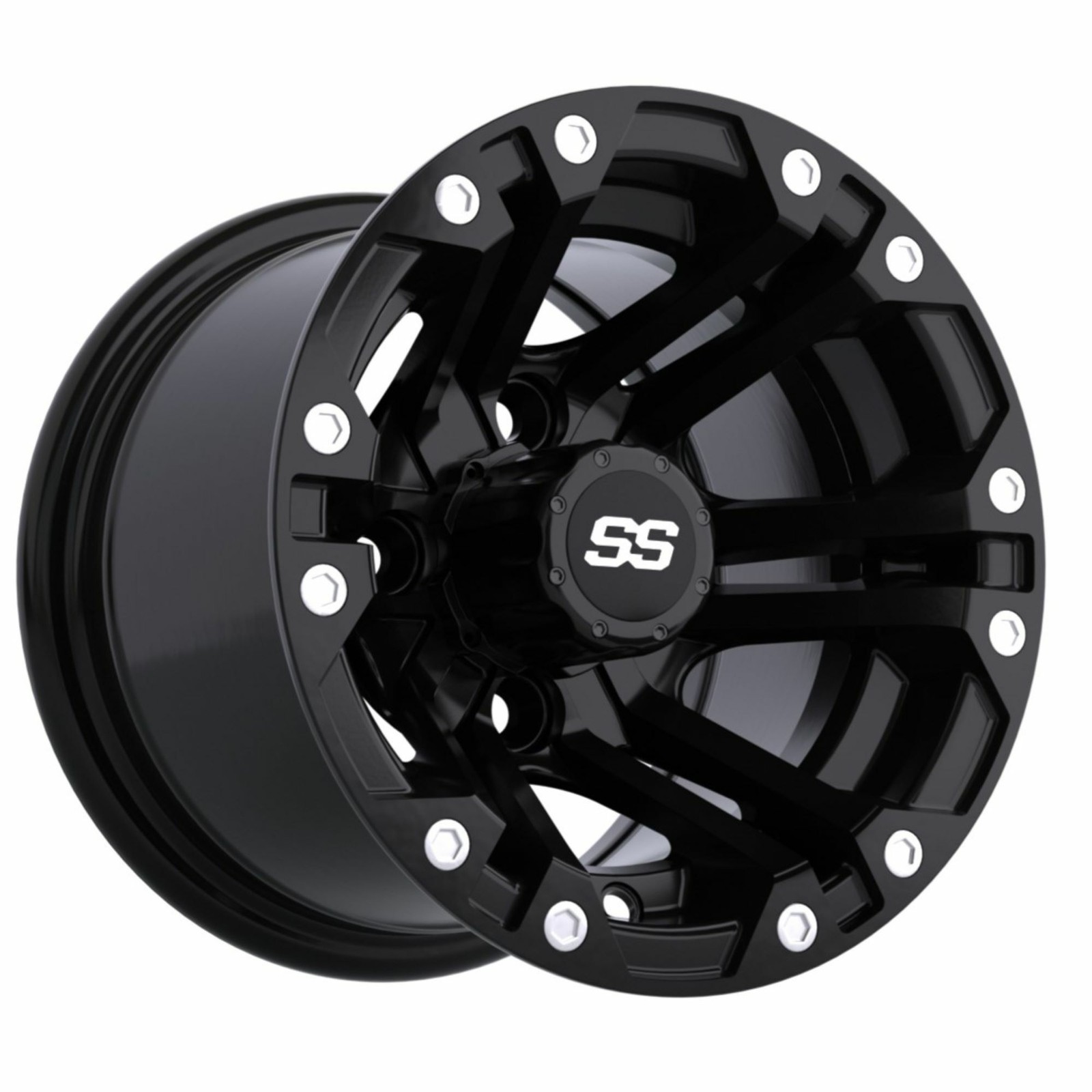 Set of 4 Golf Cart GTW Specter 12 inch Matte Black Wheel With 3:4 Offset