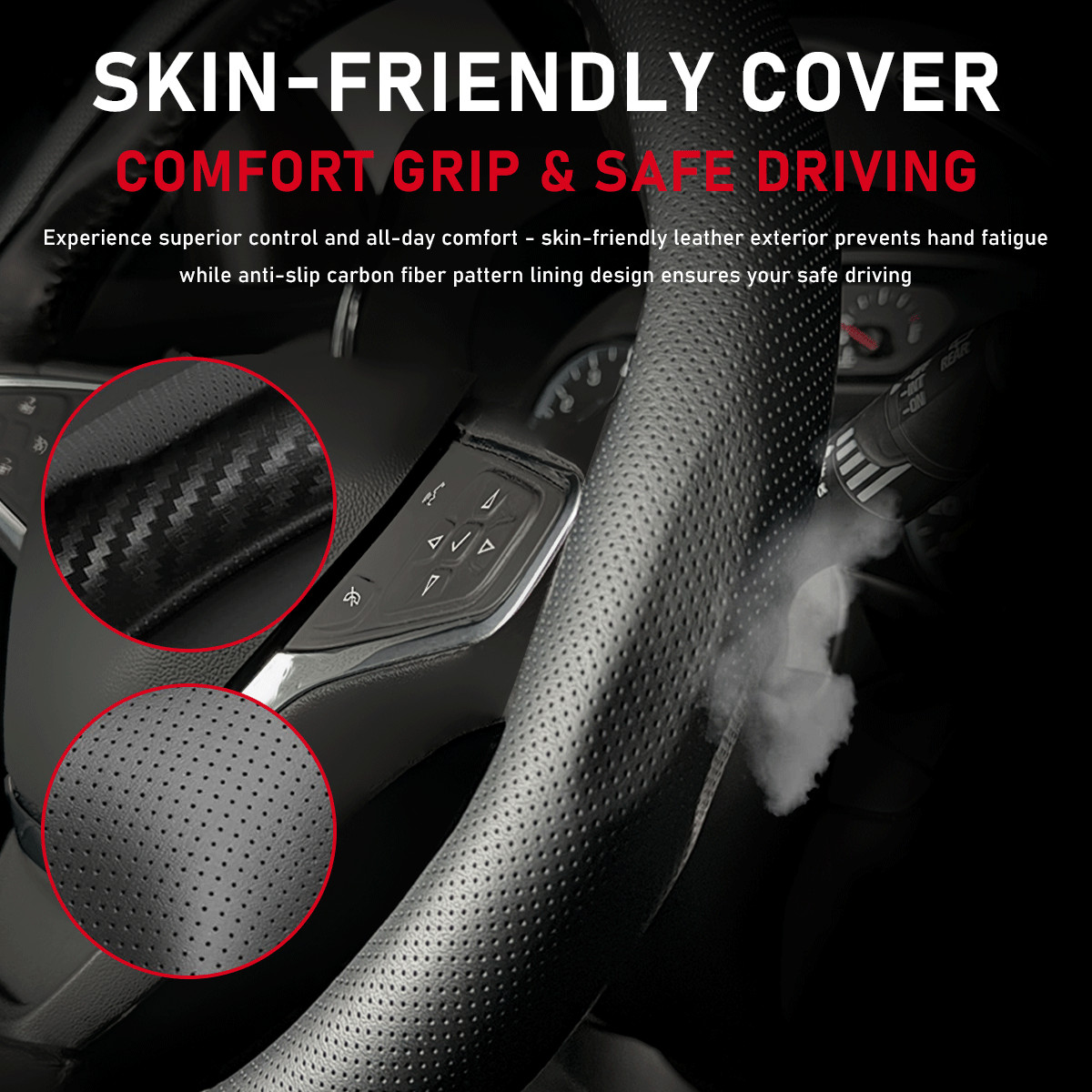 2026 Steering Wheel Cover Leather Protector For GMC 14.5-15” Interior Upgrade
