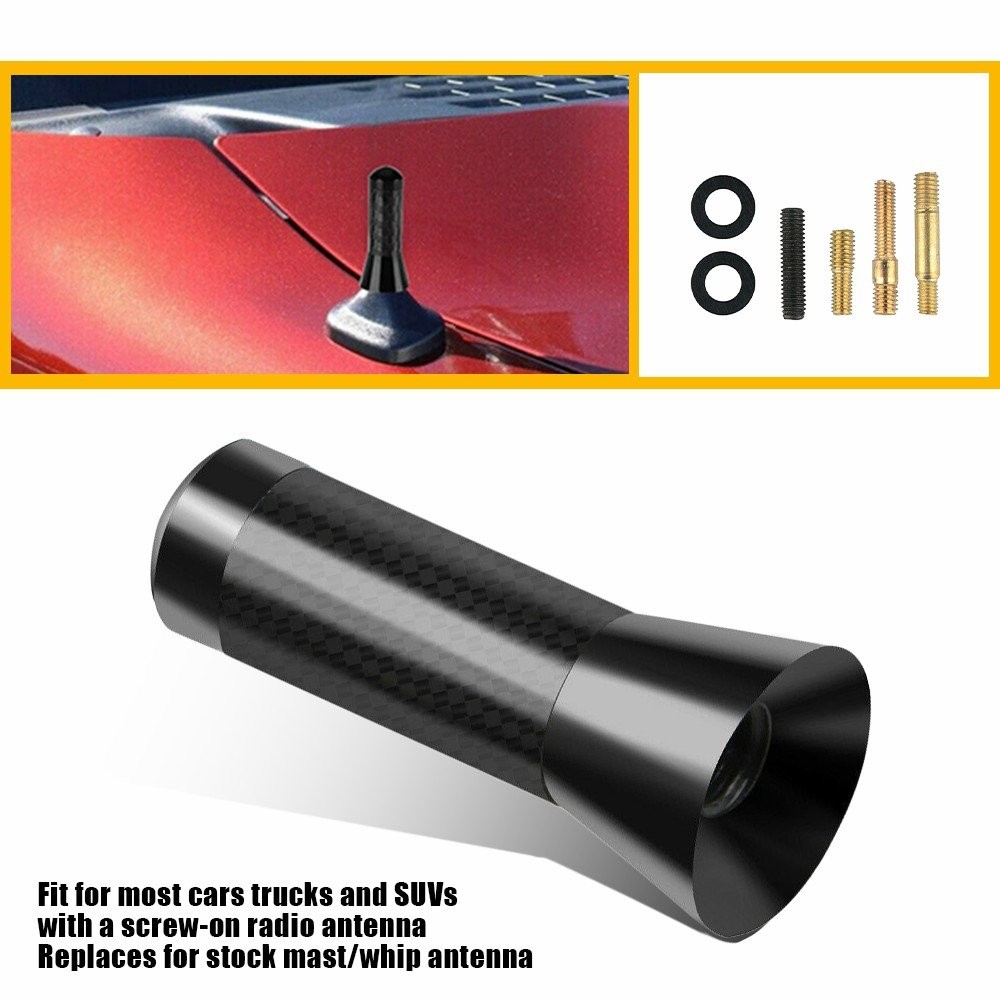 1.4″ CARBON FIBER CAR AM/FM RADIO SHORT ANTENNA STUBBY SCREW ALUMINUM BLACK