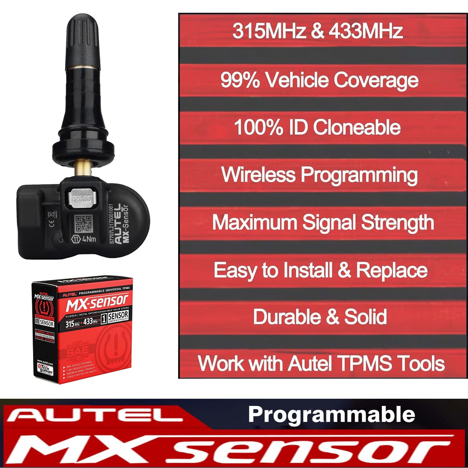 1-20PCS Autel MX-Sensor Sensor TPMS 315MHz 433MHz Programmable Tire Sensor Tool