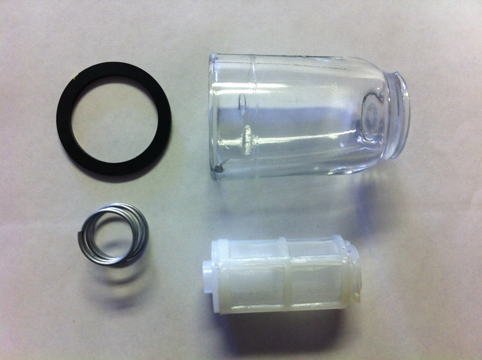 Replacement Glass Bowl, filter spring and gasket to fit Bosch* Supply Pumps