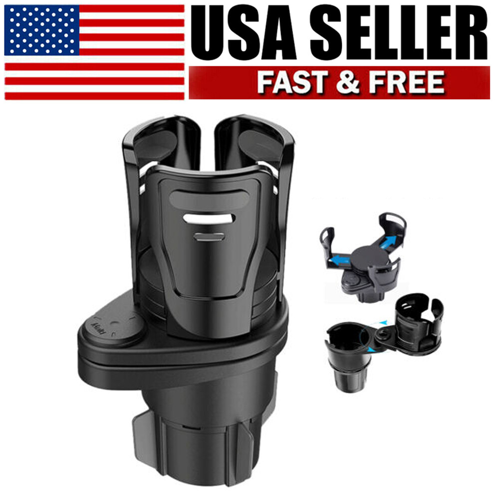 For Large Bottles 2 in 1 Cup Holder Expander Dual Cup with Adjustable Base