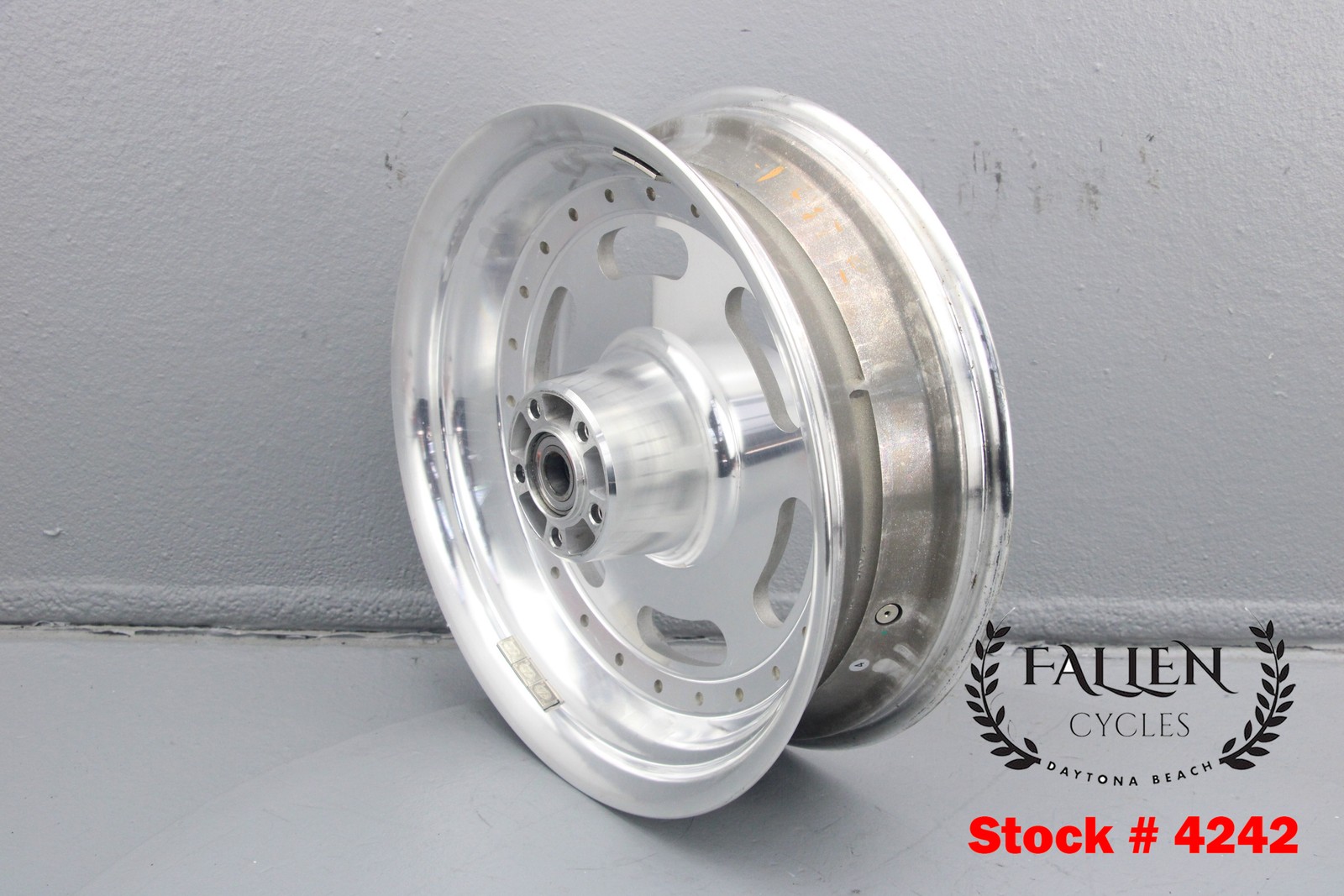 2013 Harley Dyna Fat Bob 16″ x 5.00″ Rear Wheel Rim POLISHED SLOTTED 25mm #4242