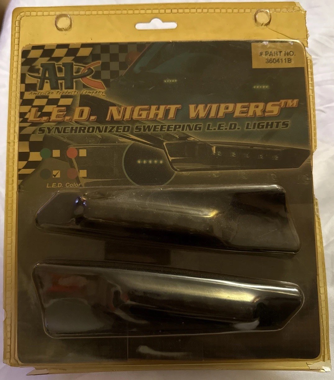 VINTAGE APC LED BLUE NIGHT WIPERS UNIVERSAL FIT ANY CAR,TRUCK,SUV. New Old Stock