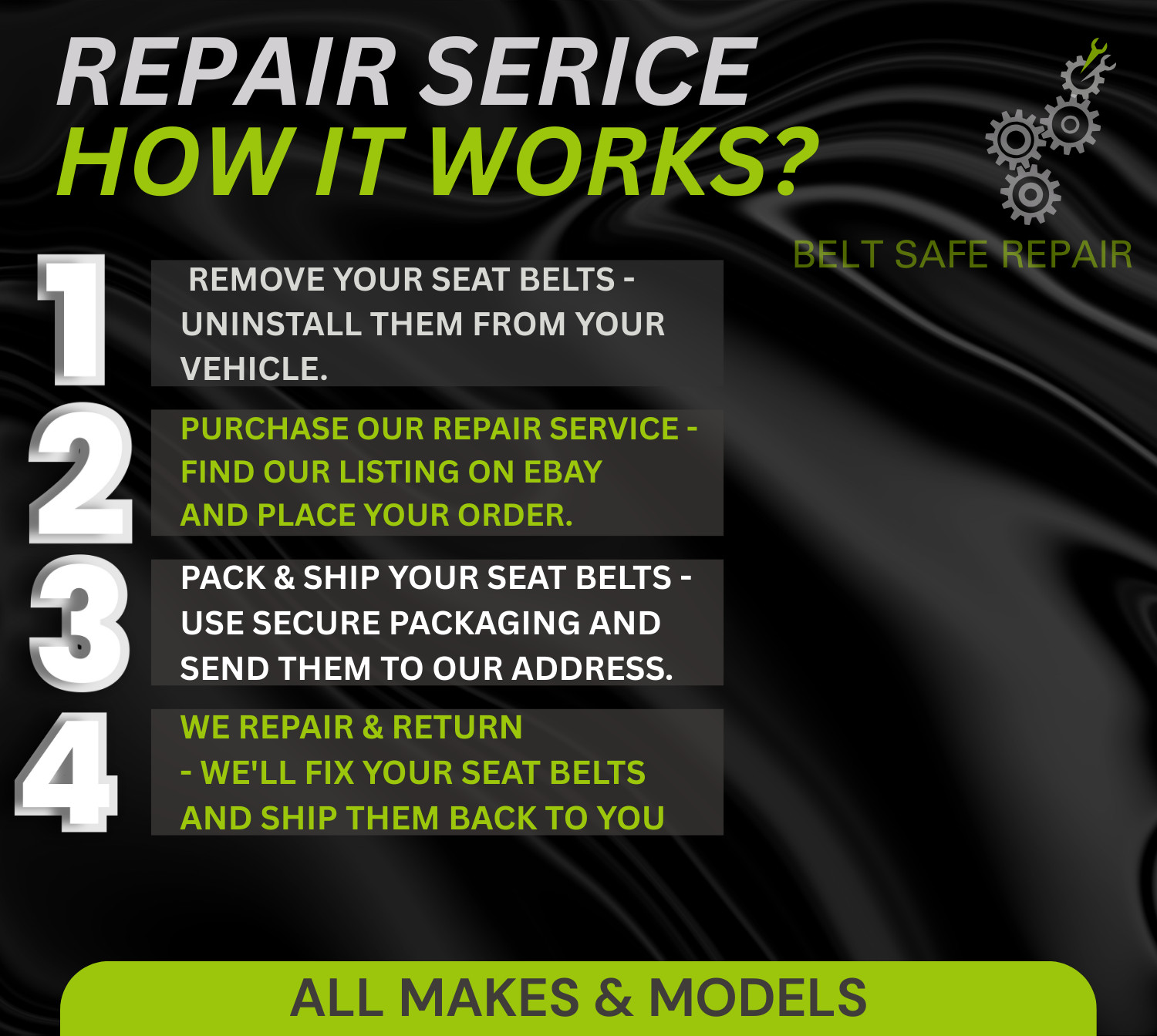 SEAT BELT REPAIR SERVICE AFTER ACCIDENT FOR ALL MAKES AND MODELS TRIPLE STAGE
