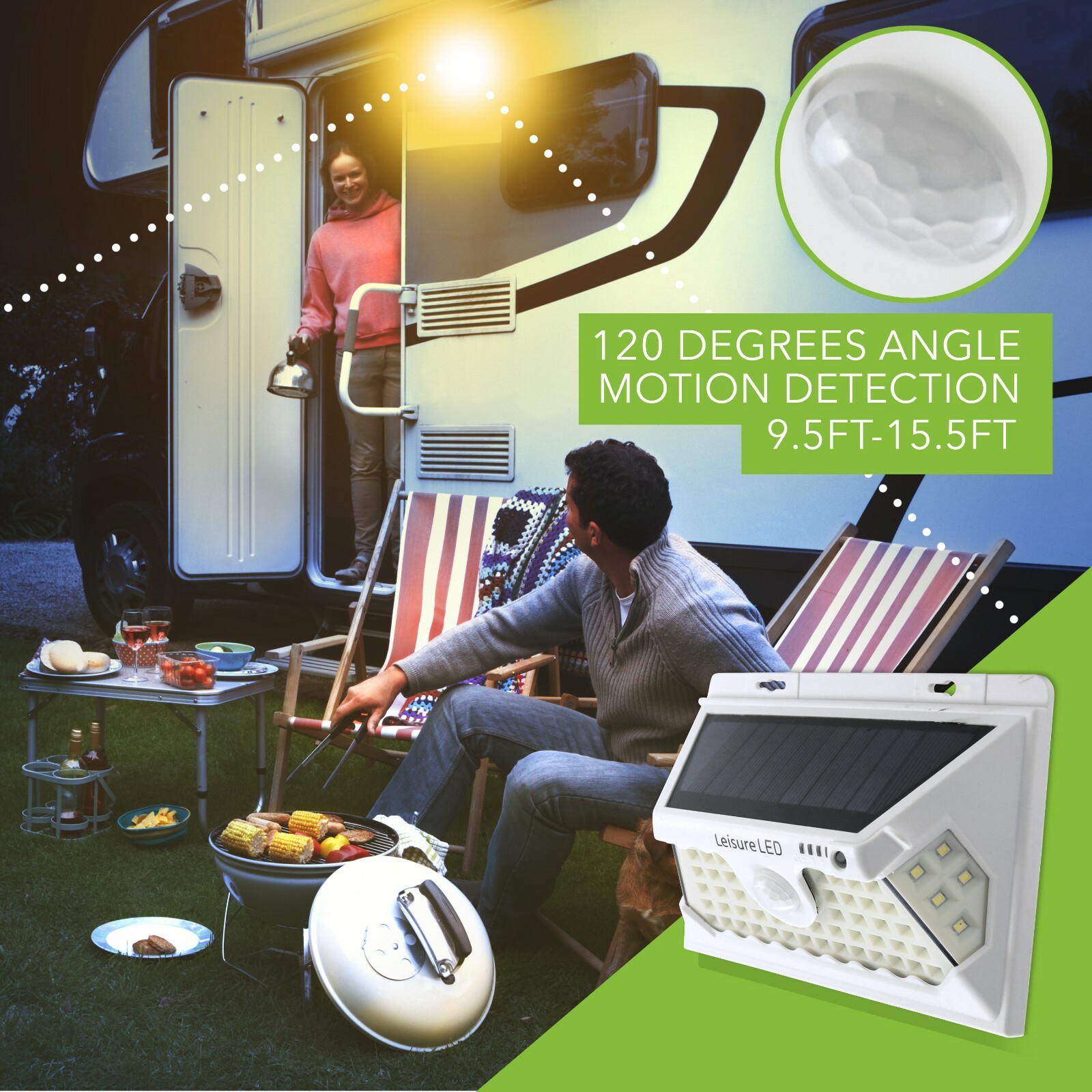 60LED Solar Power Motion Sensor Wall Light Outdoor Yard Garden Lamp Waterproof W