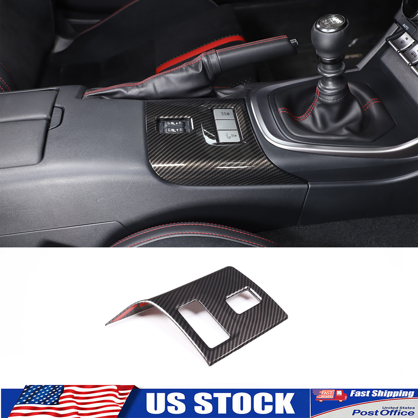 ABS Carbon Fiber Center Console Trim Frame Cover Fit For GR86 BRZ 2022-2024