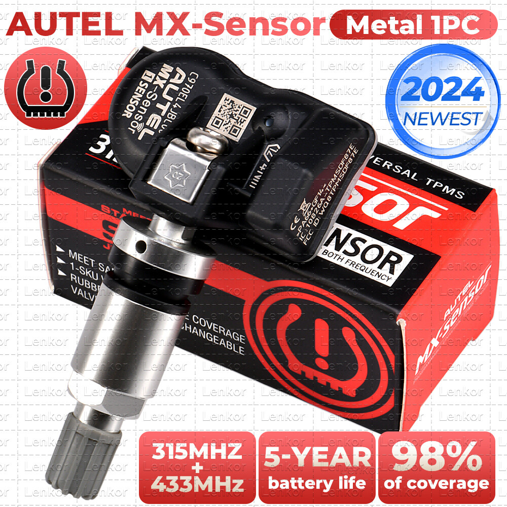 Autel MX-Sensor 433MHz&315MHz Programmable TPMS Tyre Pressure Sensor Metal Stem