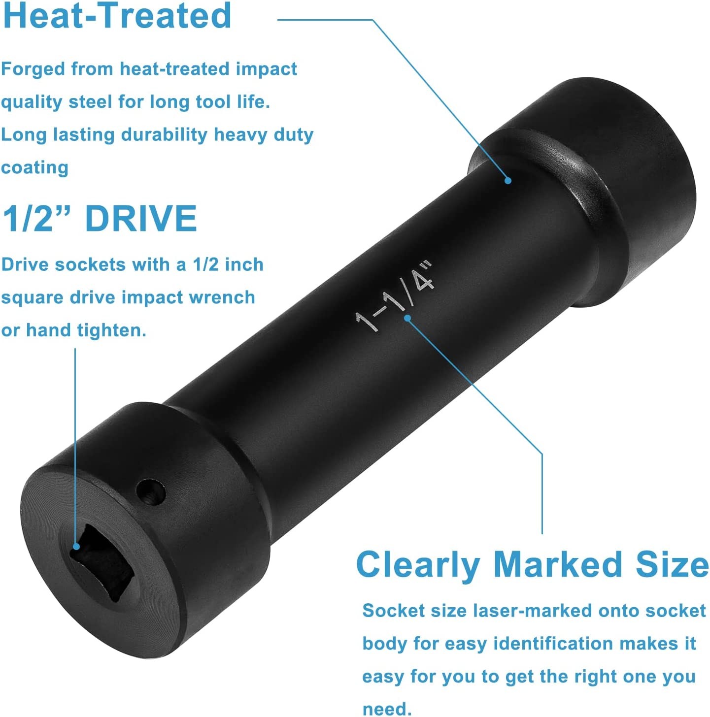 1/2″ Drive HeavyDuty Extended Length Sockets Extra-Deep Length Impact Socket Set