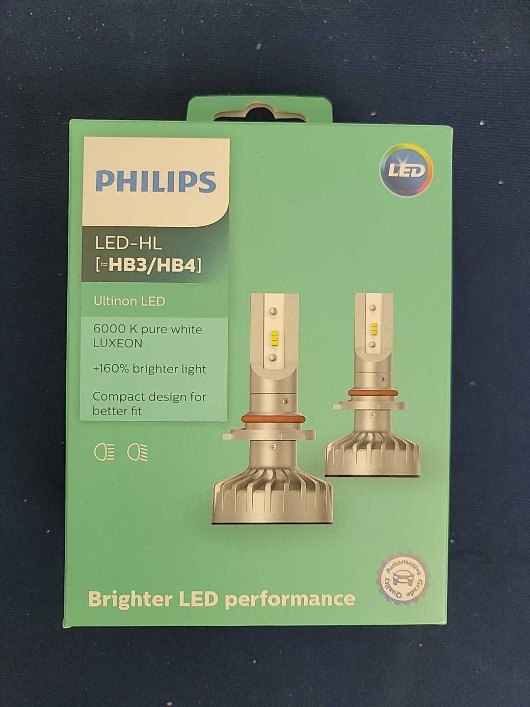 Phillips LED HL hb3/hb4 Beam, 6000K, 160% Bright, HB3, HB4, 9005, 9006, 11005UL