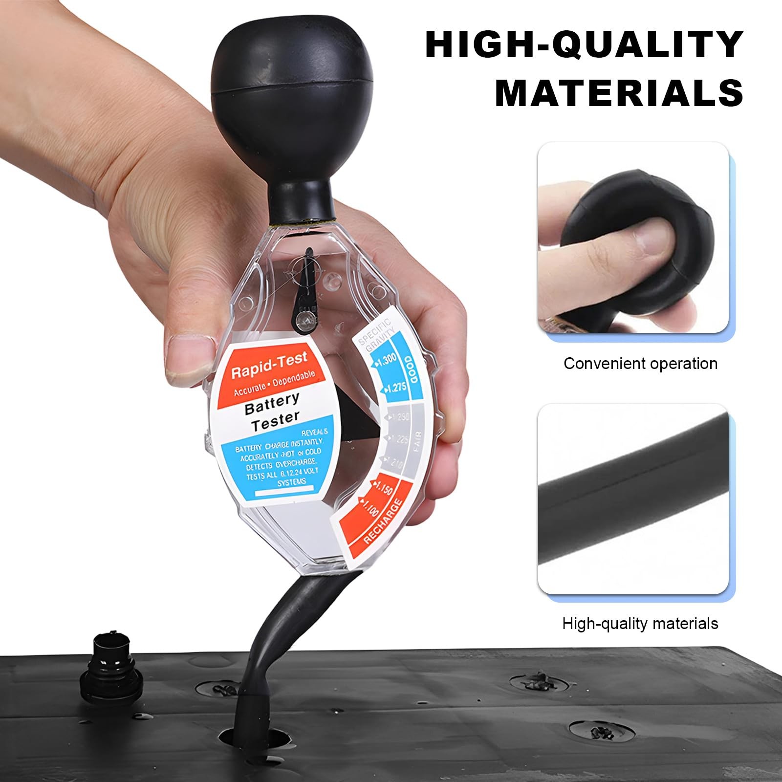 Rdxcv Car Battery Hydrometer Tester, Deep Cycle Transparent