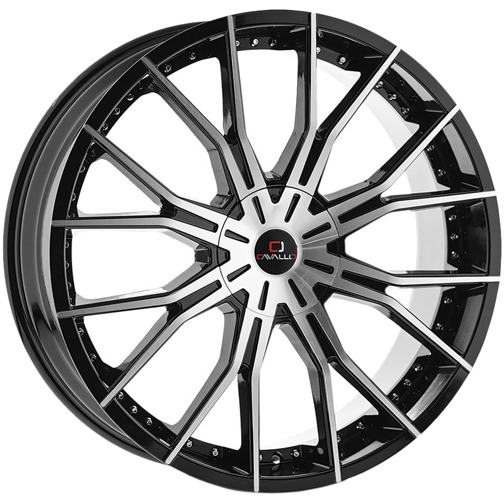 (4) Cavallo CLV-36 18×8 5×112/5×4.5″ +35mm Black/Machined Wheels Rims 18″ Inch
