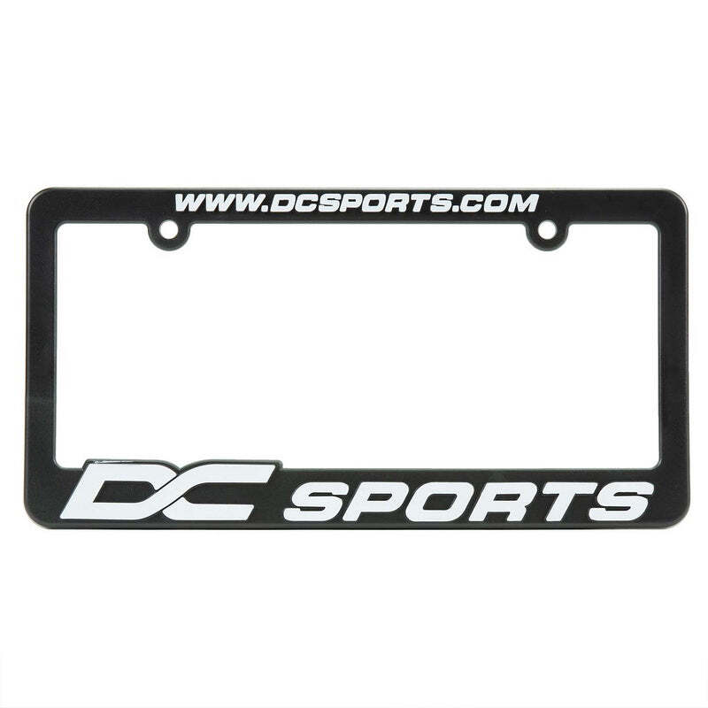 DC Sports License Plate Frame Holder Black with White Logo Universal DC-LPFRAME