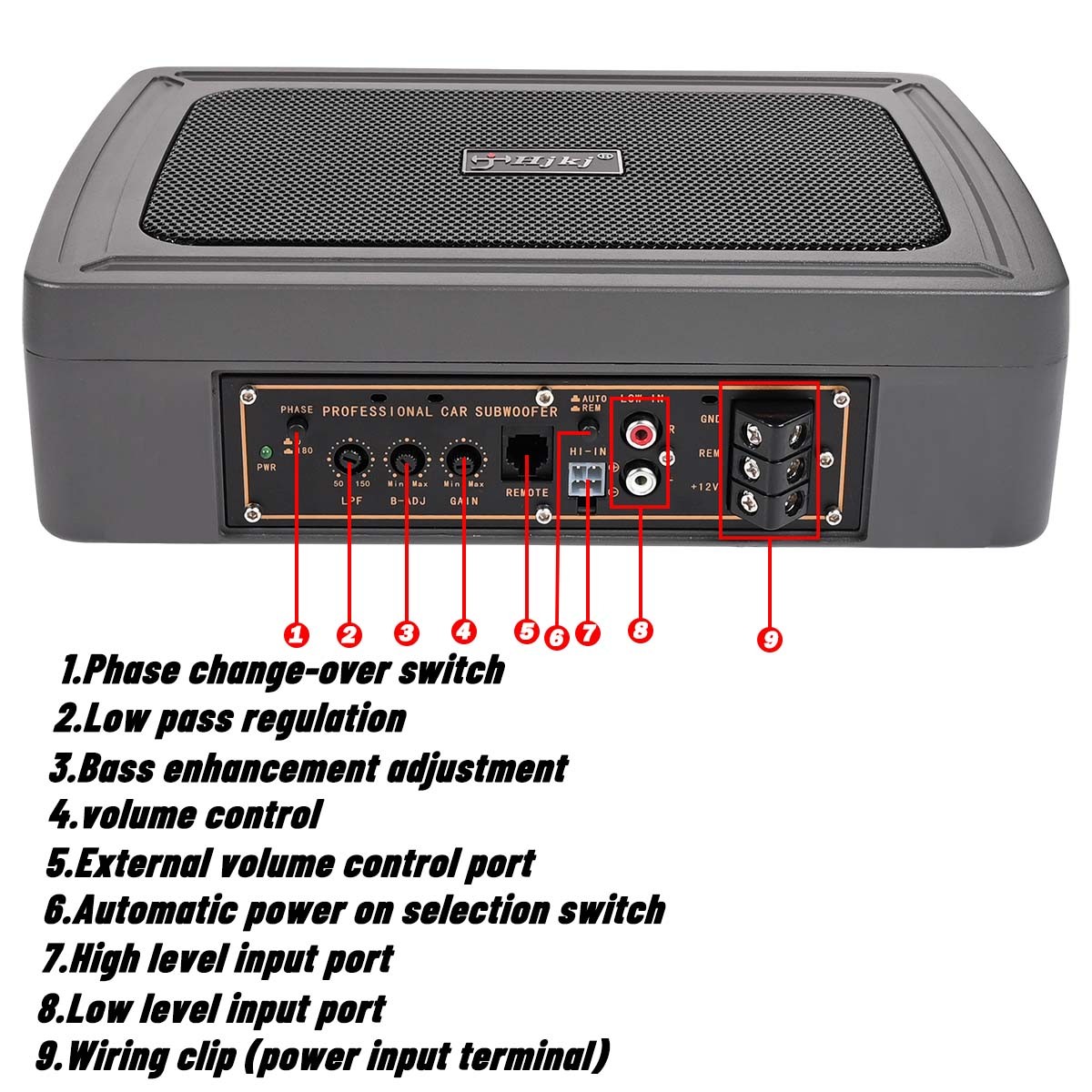 1200W Car Subwoofer Active Underseat Bass Box Audio Speaker Amplifier + Cables