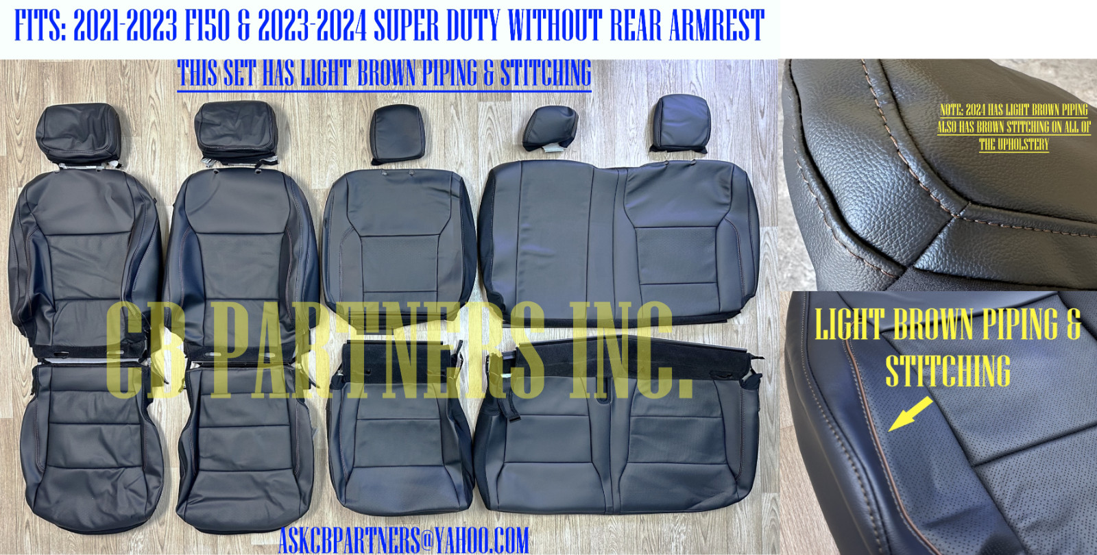 OEM FORD SUPER DUTY LEATHER SEAT UPHOLSTERY LIGHT BROWN PIPING FIT 2023 2024