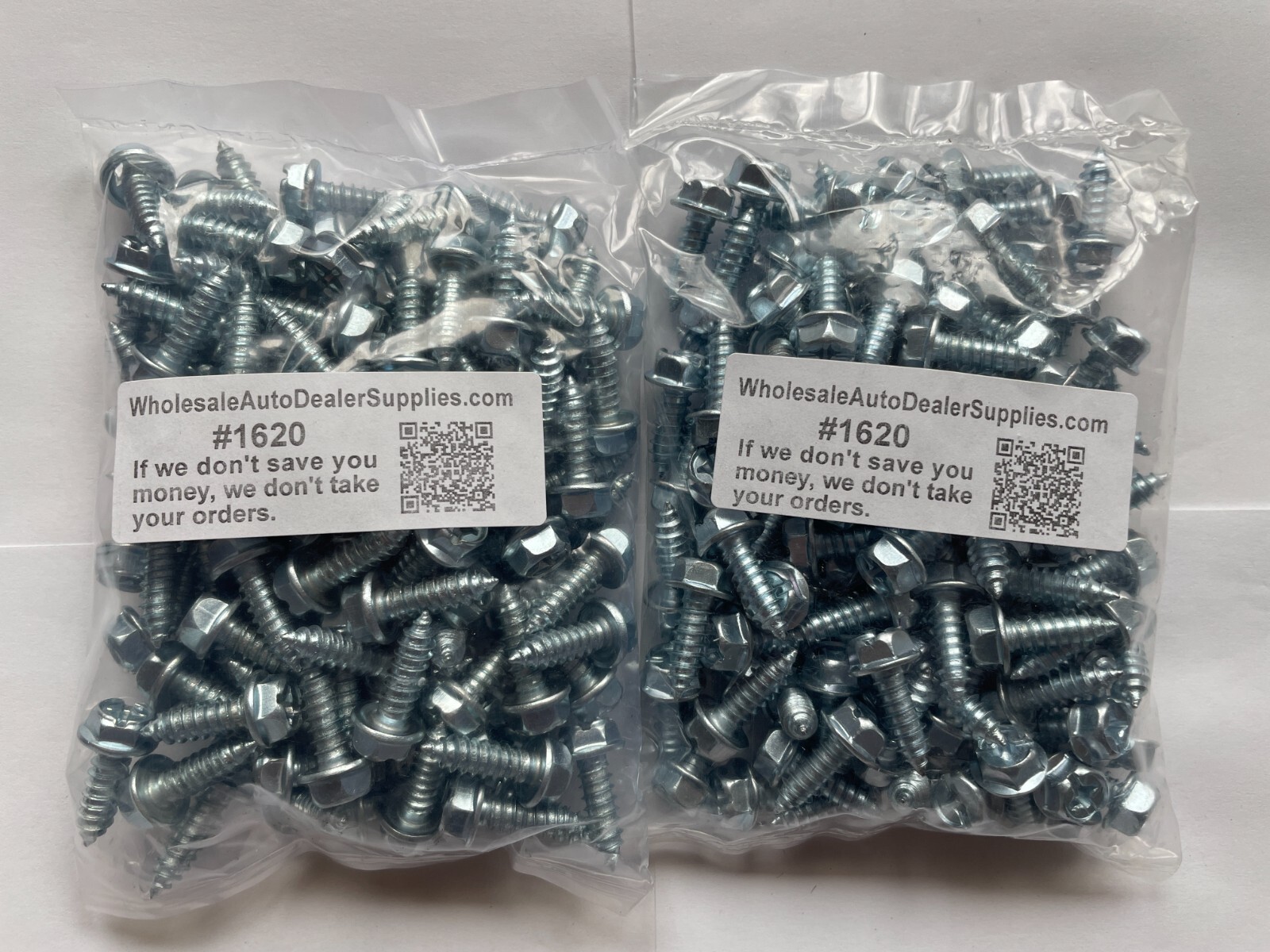 200 License Plate Screws for American Cars, #14x 3/4″ (#1620), Hex/Phillips/Flat