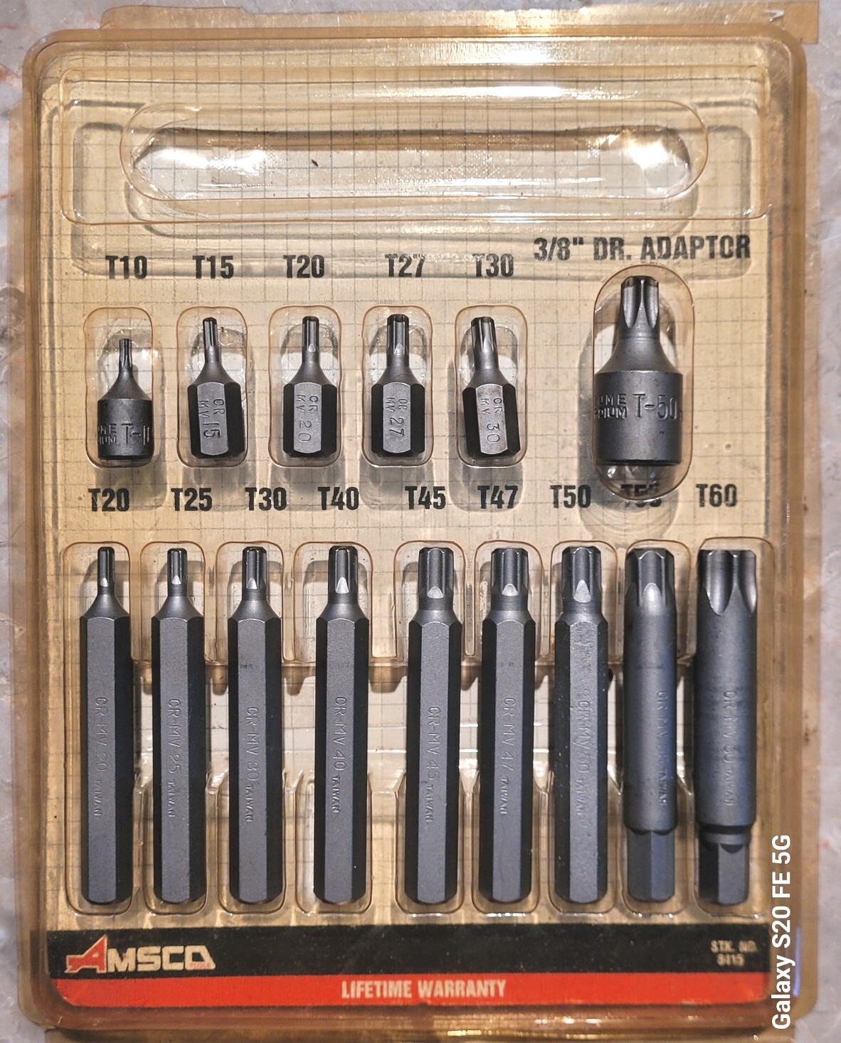 Amsco 15 Pcs Long Torx 3/8 Hex Drive Bit Set Chrome Vanadium T10 – T60 Lifetime