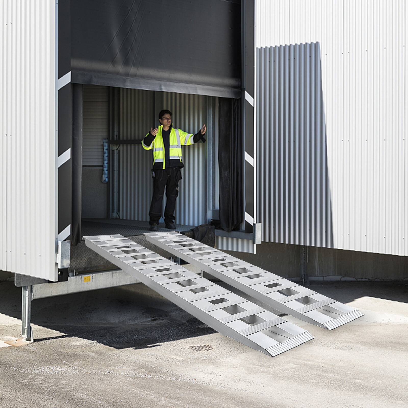 2pcs Aluminum Trailer Ramps Truck Car Auto Trailer Ramps Loading Ramps 80*15in