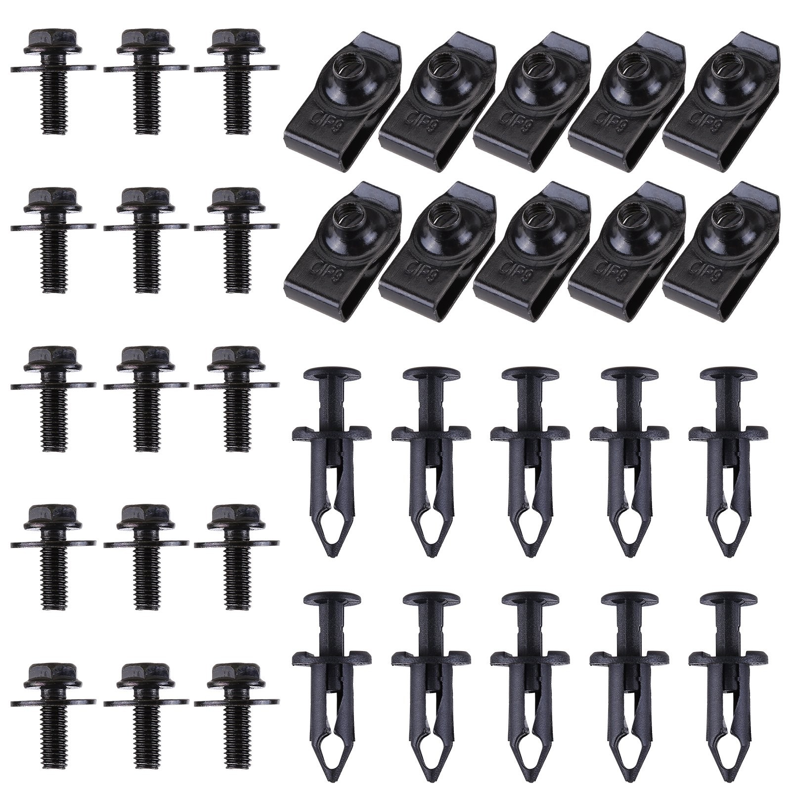 Body Bolts & U-nut Clips M6 Engine Under Cover Splash Shield Guard For Mercedes