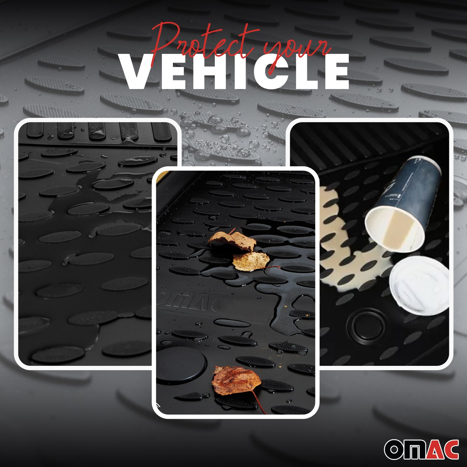 OMAC Floor Mats Liner for Chevrolet Tahoe 2007-2014 Black TPE All-Weather 6 Pcs