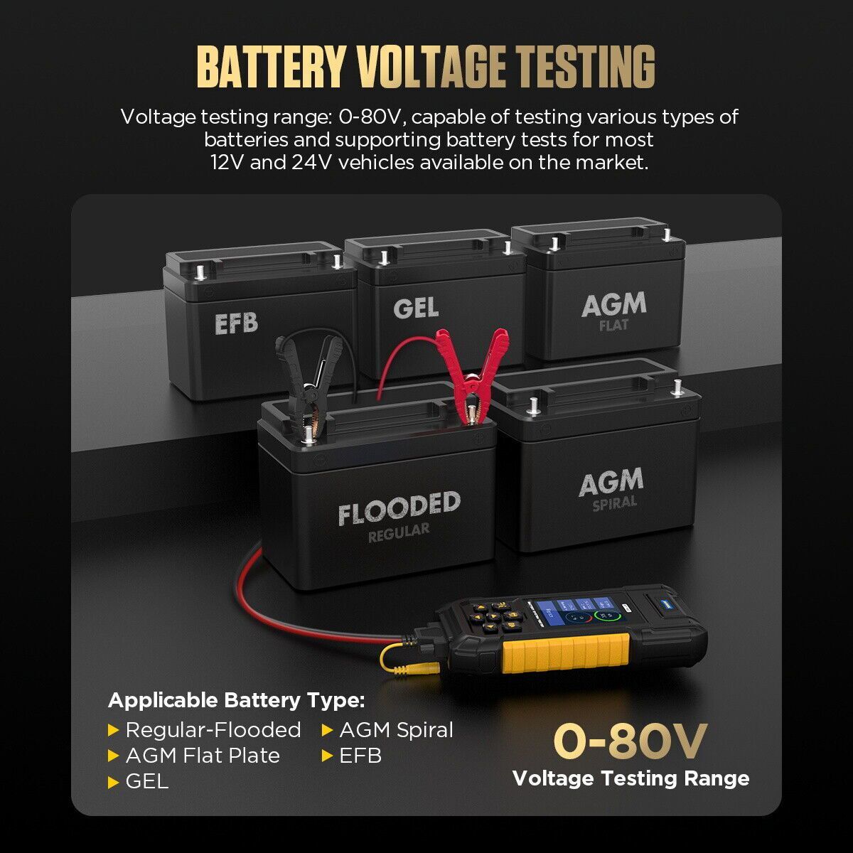 Car Battery Tester Lithium Battery Tester Load Test Cranking Charging Analyzer