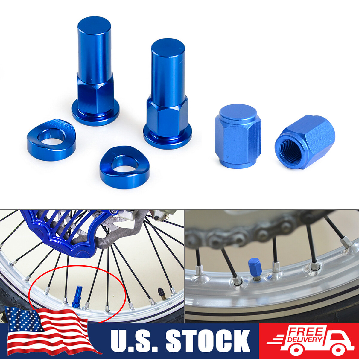 Tire Valve Stem Caps&Rim Lock Nuts Washers Anodised for Yamaha Suzuki Husqvarna