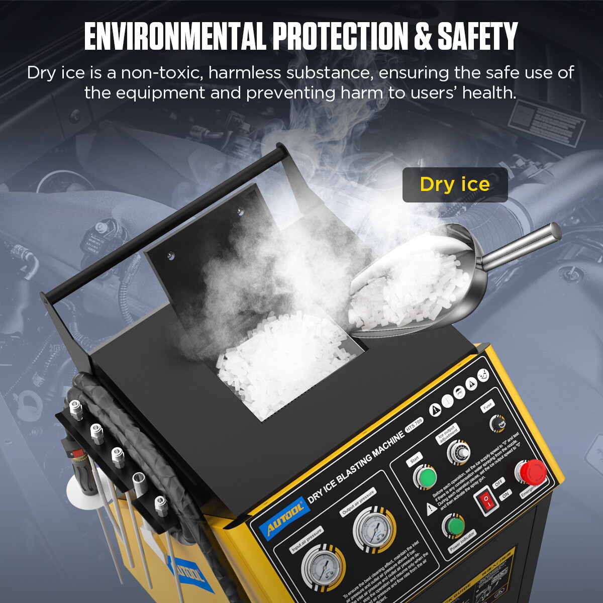 AUTOOL HTS709 Dry Ice Blaster Cleaning Machine Car Commercial Dry Ice Cleaner