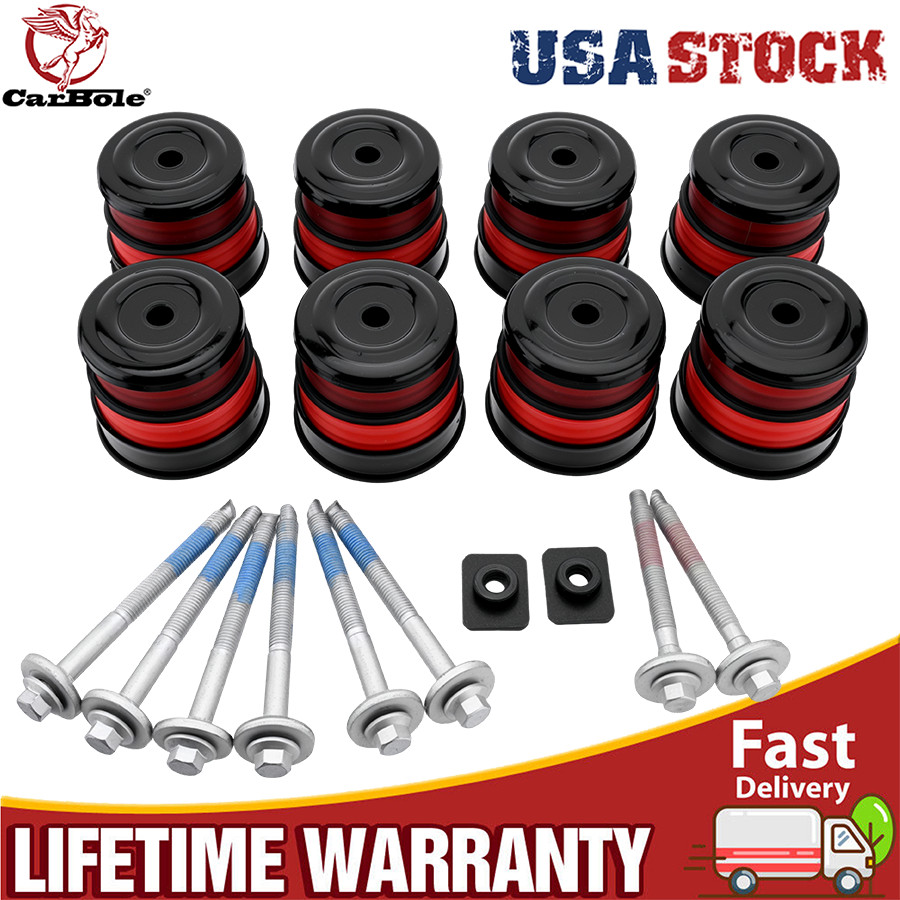 8X Silicone Body Mount Bushing Bolt For 2008-16 Ford F250 F350 Crew Cab 2WD/4WD
