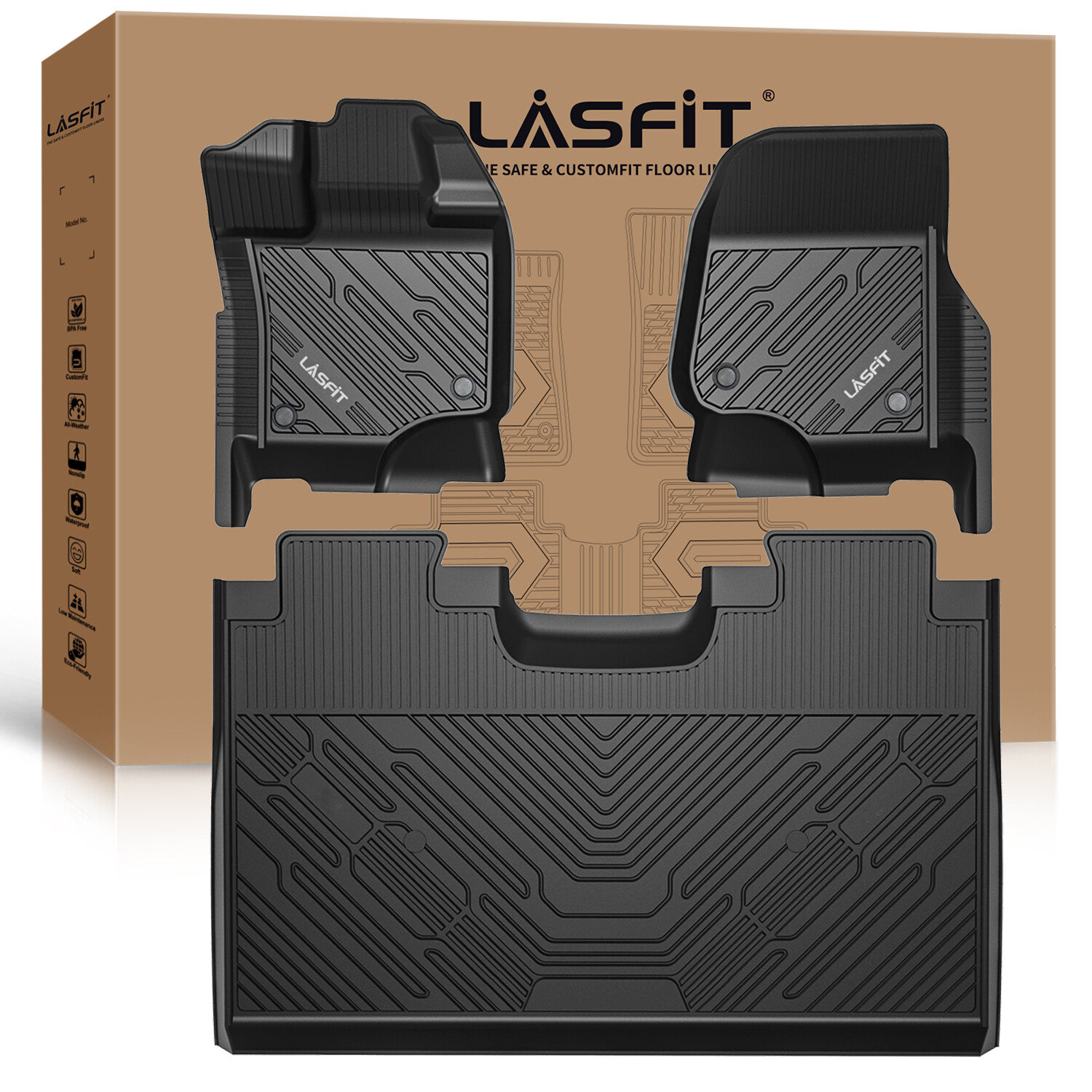 Floor Mats for 2015-2024 Ford F-150 F150 Super Crew Cab TPE All Weather Liners