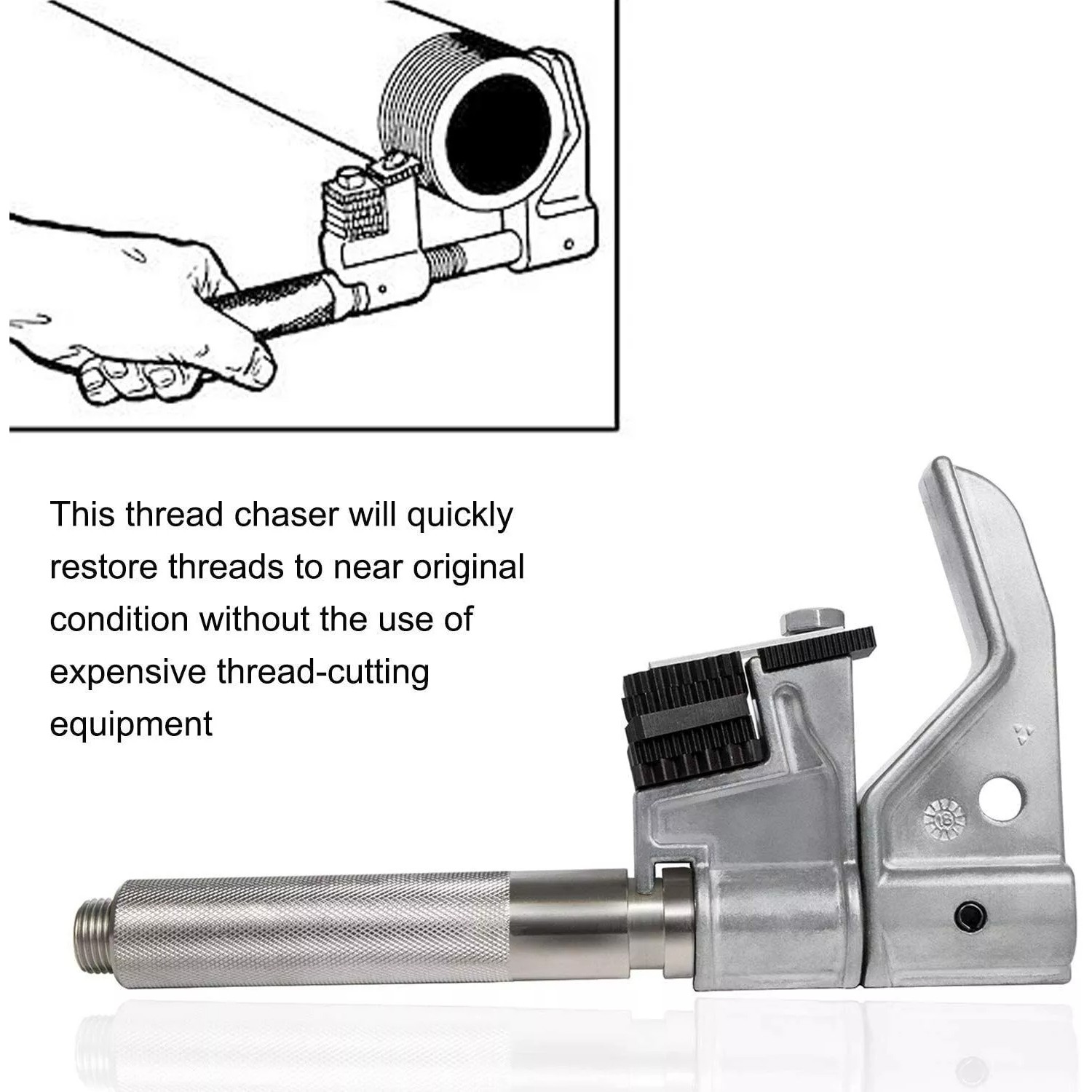 6Pcs/set Standard Die & 1-1/4”-5” O.D Thread Chaser 7402 Restore Kit Tool