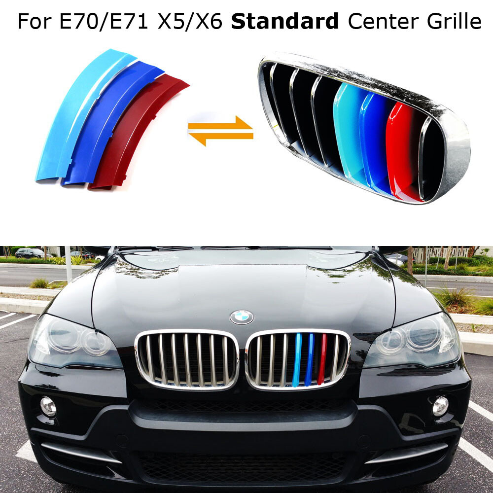 M-Color 3-Color Grille Insert Trims For BMW E70 X5 E71 X6 Center Kidney Grill
