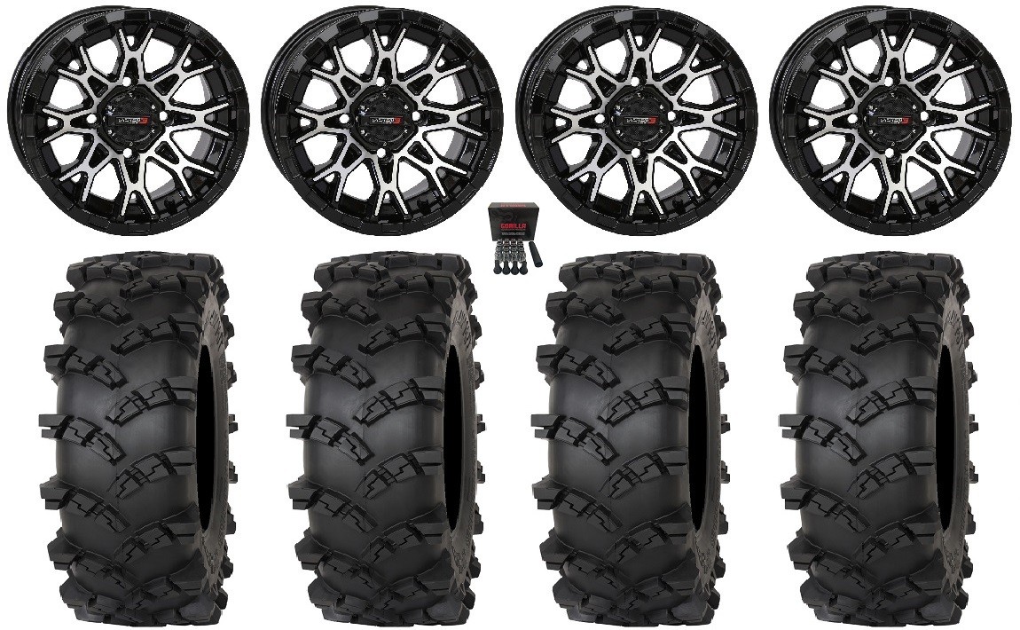 System 3 ST-6 14″ Wheels Black 30″ Outlaw M/T Tires Textron Wildcat XX