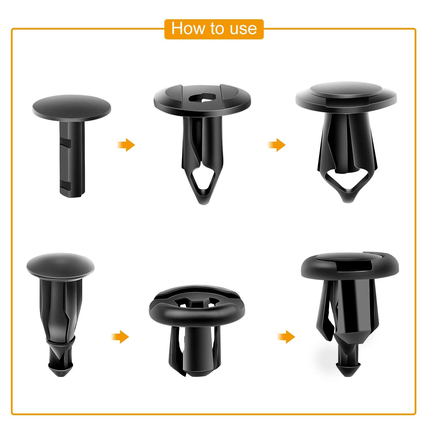 200PCS Bumper Retainer Clips Auto Car Plastic Push Rivets Fastener Fender