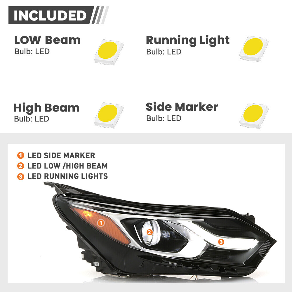 For 2018-2020 Chevy Equinox FULL LED w/DRL Headlight Right Passenger Side