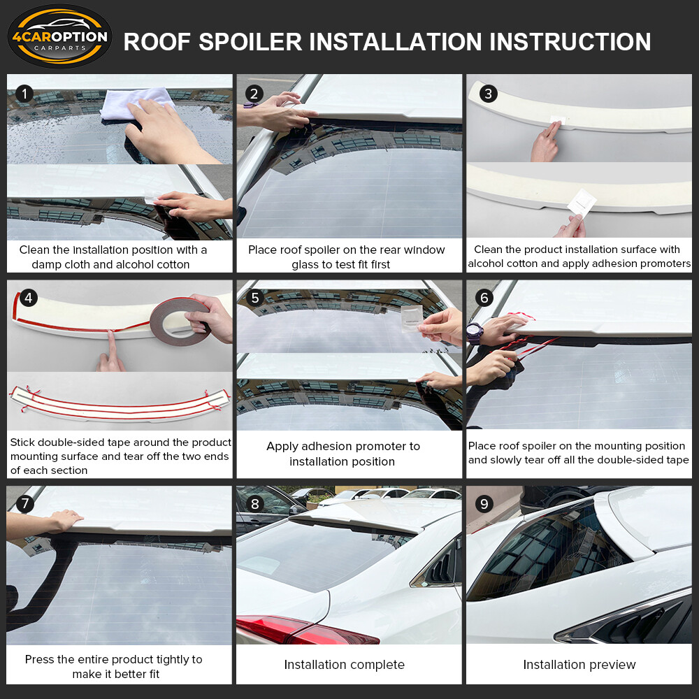 Fits 09-13 Toyota Corolla OE Style Rear Window Roof Spoiler Wing ABS Matte Black