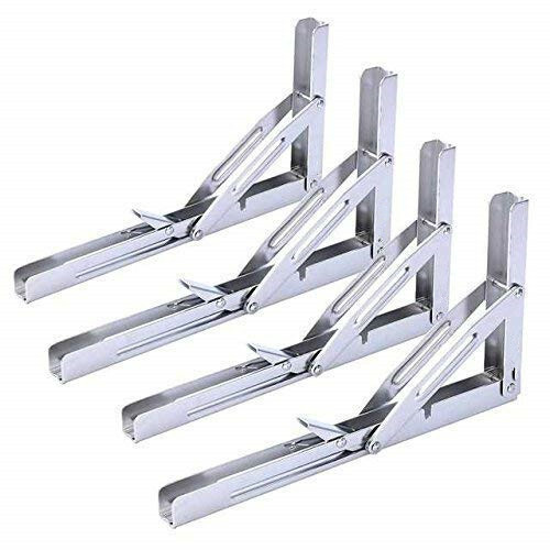 4PCS Heavy Duty Folding Bench Shelf Table Bracket 12″ Length Stainless Steel