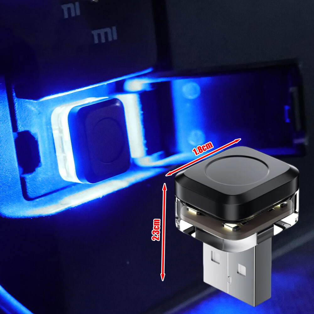 4x USB LED Mini Car Interior Accessories Neon Atmosphere Light Ambient Lamp Blue