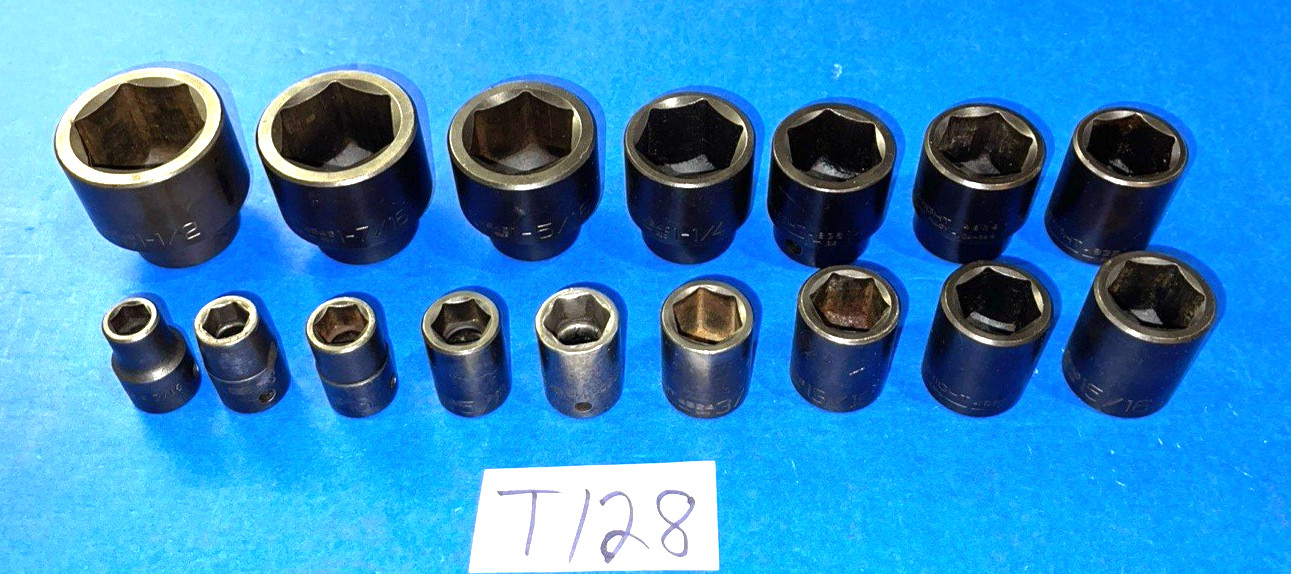 WRIGHT TOOLS 16 PIECE 1/2 DRIVE SAE. SHORT IMPACT SOCKET SET 7/16 TO 1-1/2