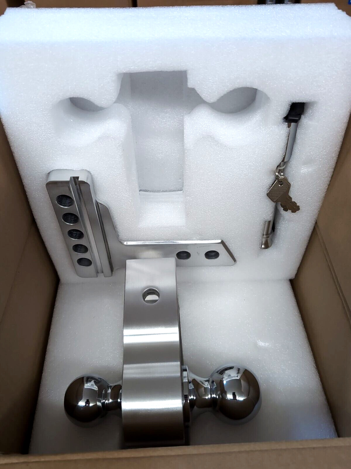 Towing Hitch 4″ Drop Adjustable Dual Ball Mount Trailer 2″ Receiver 12500 lb NEW