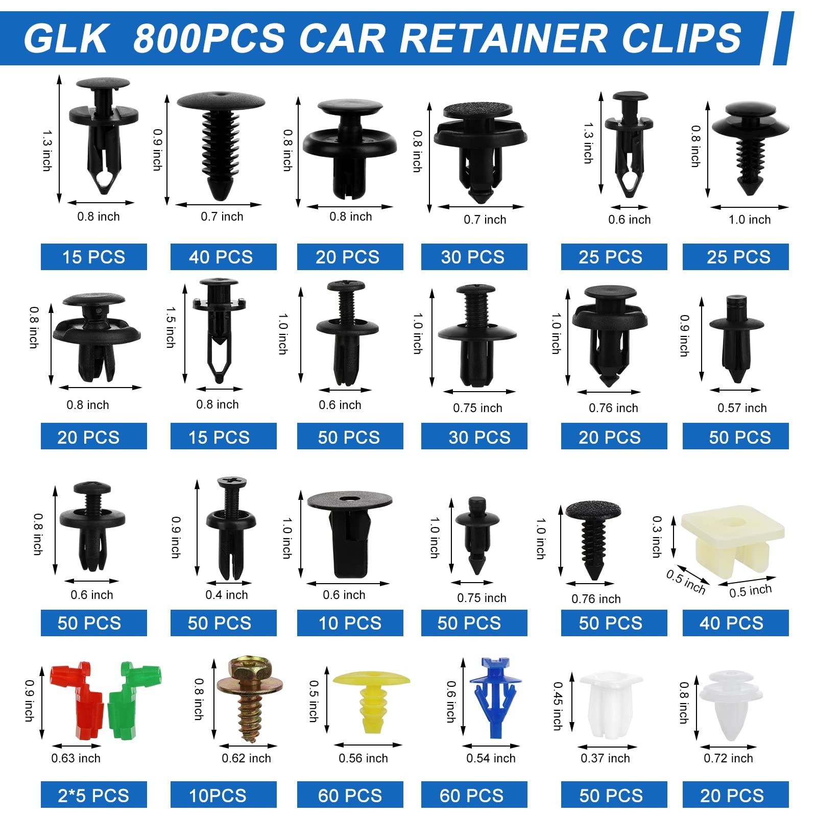 835 PCS Car Retainer Clips & Fasteners Kit – 24 Sizes Nylon Rivets & Removal Too